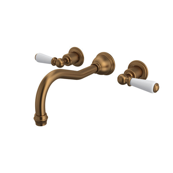 Perrin & Rowe Edwardian 3-Hole Wall Mount Column Spout Tub Filler - With Metal Lever Handle.3780L