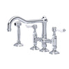 ROHL Acqui Deck Mount Column Spout 3 Leg Bridge Kitchen Faucet With Sidespray