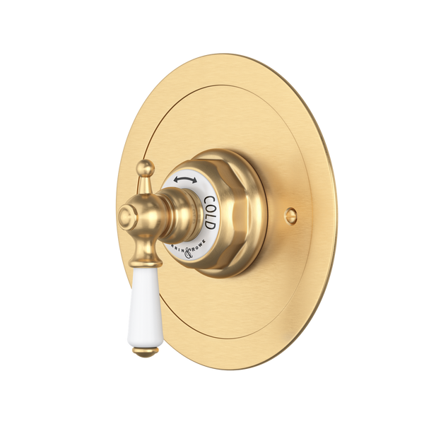 Perrin & Rowe Edwardian Era Round Thermostatic Trim Plate Without Volume Control - With Metal Lever Handle.5565L