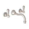 Perrin & Rowe Georgian Era Wall Mount Widespread Bathroom Faucet - Polished Chrome With White Porcelain Lever Handle.3793LSP-APC/TO