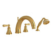 Georgian Era 4-Hole Deck Mount C-Spout Tub Filler with Handshower - Lever Handle