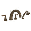 Georgian Era 4-Hole Deck Mount C-Spout Tub Filler with Handshower - Lever Handle