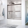Duel 56-59 x 55 ½-59 in. 8 mm Bypass Tub Door for Alcove Installation with Clear glass in Chrome