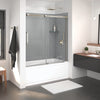 Inverto 56-59 x 55 ½-59 in. 8mm Bypass Tub Door for Alcove Installation with Clear glass in Chrome