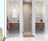 Manhattan 25-27 x 68 in. 6 mm Pivot Shower Door for Alcove Installation with Clear glass & Round Handle in Chrome