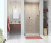 Manhattan 45-47 x 68 in. 6 mm Pivot Shower Door for Alcove Installation with Clear glass & Round Handle in Chrome