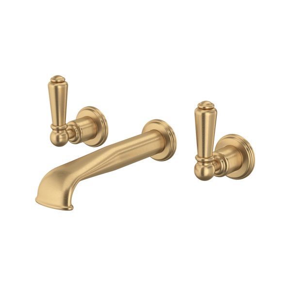 Perrin & Rowe Wall Mount 3-Hole Concealed Bathroom Faucet - With Metal Lever Handle.3560L-APC/TO