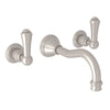 Perrin & Rowe Georgian Era Wall Mount Widespread Bathroom Faucet - Polished Chrome With Metal Lever Handle.3793LS-APC/TO
