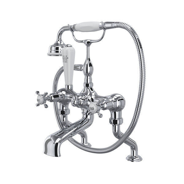 Perrin & Rowe Edwardian Exposed Deck Mount Tub Filler With Handshower - With Cross Handle.3501X/1