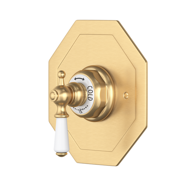 Perrin & Rowe Edwardian Octagonal Concealed Thermostatic Trim Without Volume Control With Metal Lever Handle.5585L