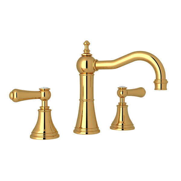 Perrin & Rowe Georgian Era Column Spout Widespread Faucet - With White Porcelain Lever Handle.3723LSP-APC
