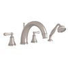 Georgian Era 4-Hole Deck Mount C-Spout Tub Filler with Handshower - Lever Handle