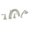 Georgian Era 4-Hole Deck Mount C-Spout Tub Filler with Handshower - Lever Handle