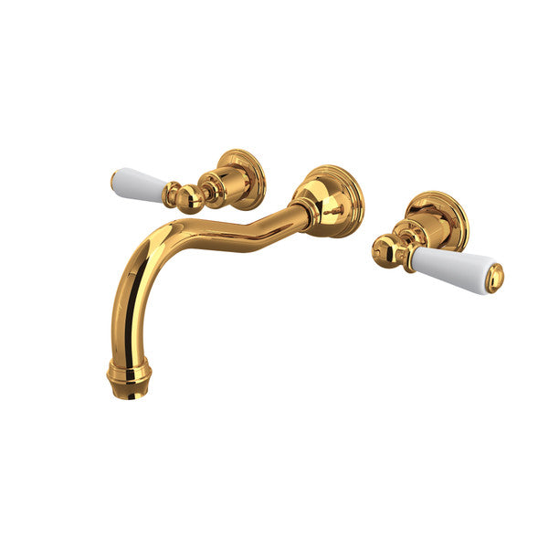 Perrin & Rowe Edwardian 3-Hole Wall Mount Column Spout Tub Filler - With Metal Lever Handle.3780L