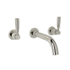 Perrin & Rowe Holborn Wall Mount Widespread Bathroom Faucet - With Metal Lever Handle.3321LS-APC/TO