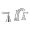 Perrin & Rowe Georgian Era High Neck Widespread Bathroom Faucet - With Metal Lever Handle.3712LS-APC