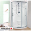 Neptune Stella 3636 Round Acrylic Corner One-Piece Shower with Center Drain in White