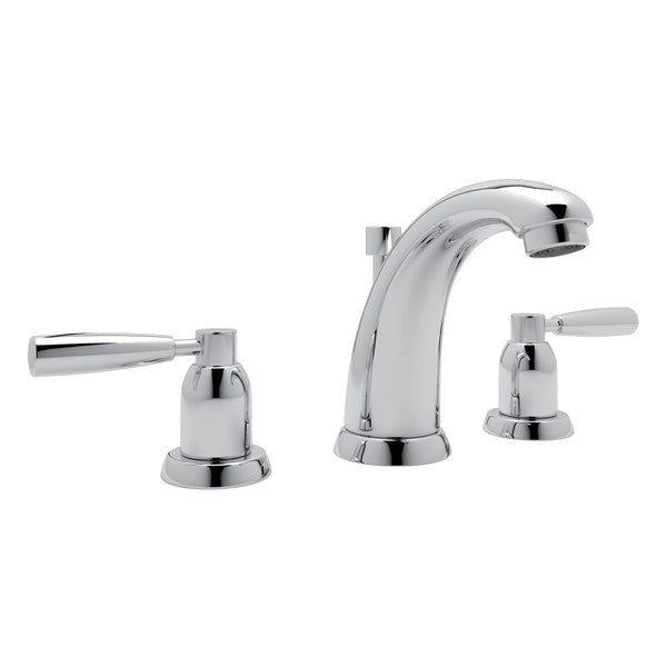 Perrin & Rowe Holborn High Neck Widespread Bathroom Faucet - With Metal Lever Handle.3860LS-APC
