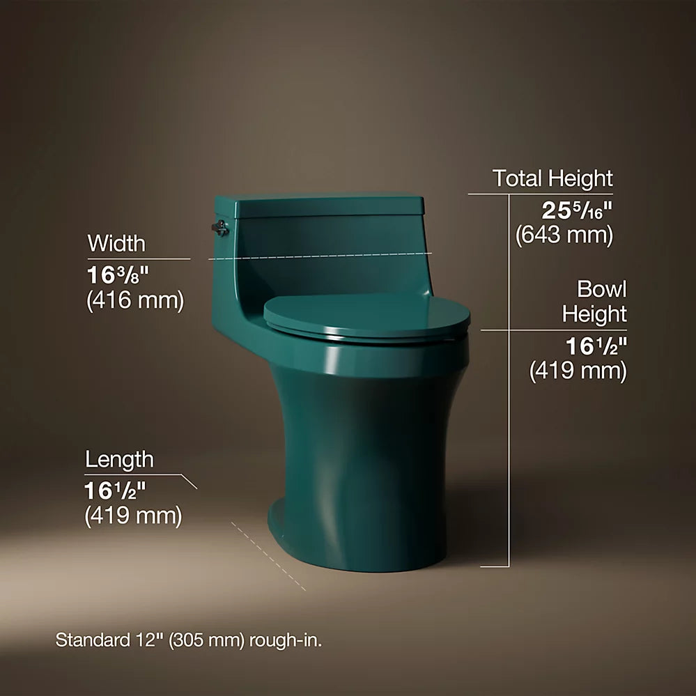 San Souci® One-piece compact elongated toilet with concealed trapway, 1.28 gpf