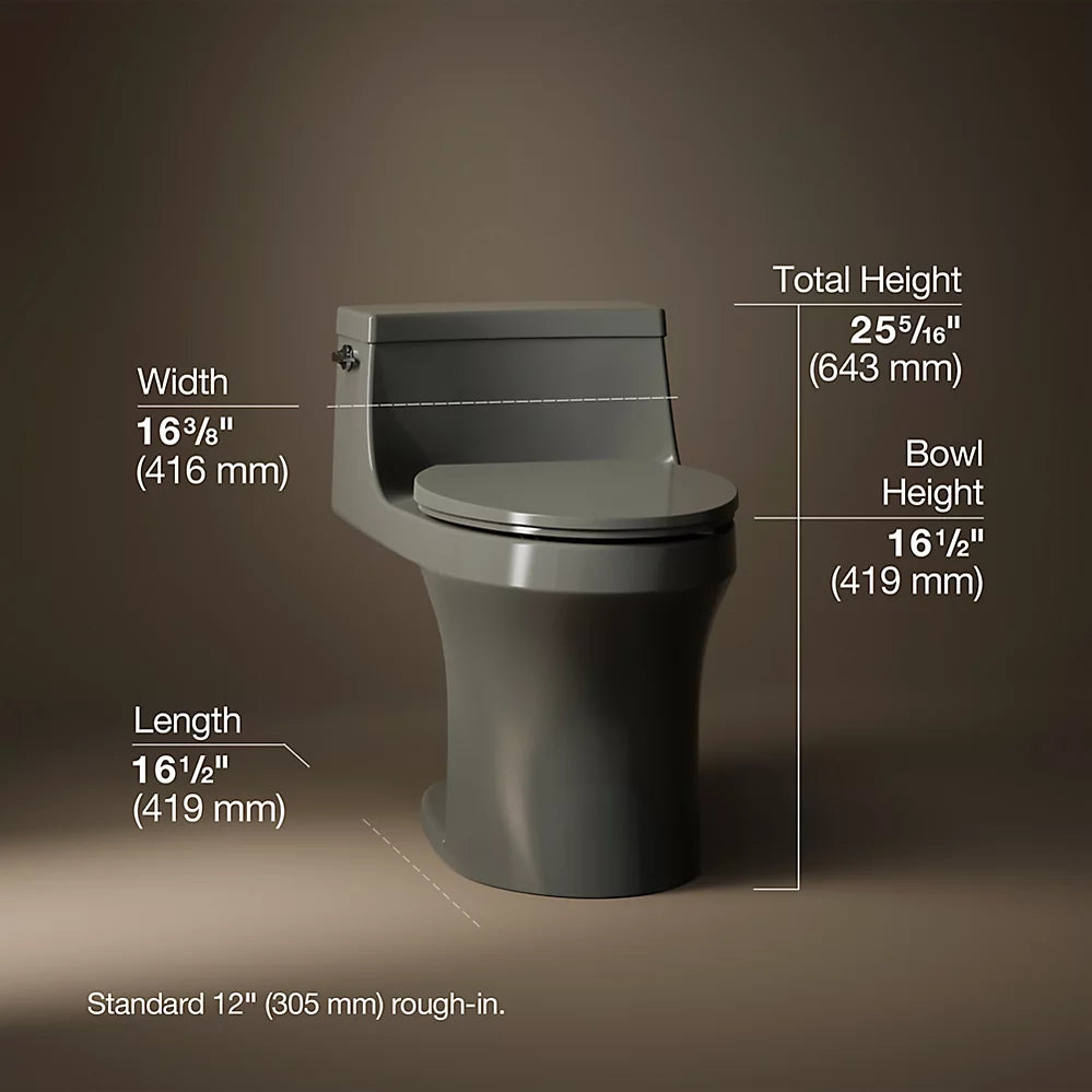 San Souci® One-piece compact elongated toilet with concealed trapway, 1.28 gpf