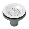 Shaws Manual Basket Strainer With Logo Branded White Porcelain Pull Knob
