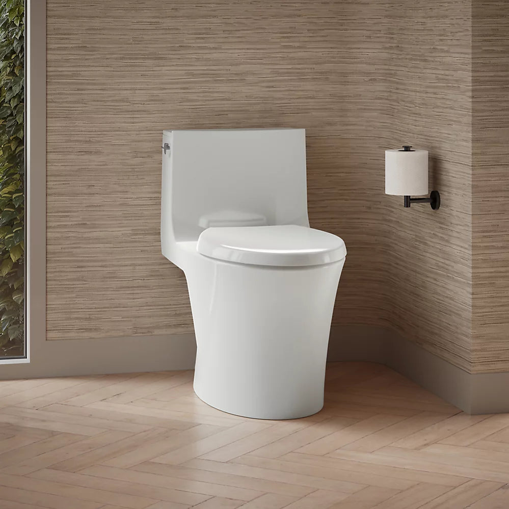 Veil® One-piece elongated toilet with skirted trapway, dual-flush