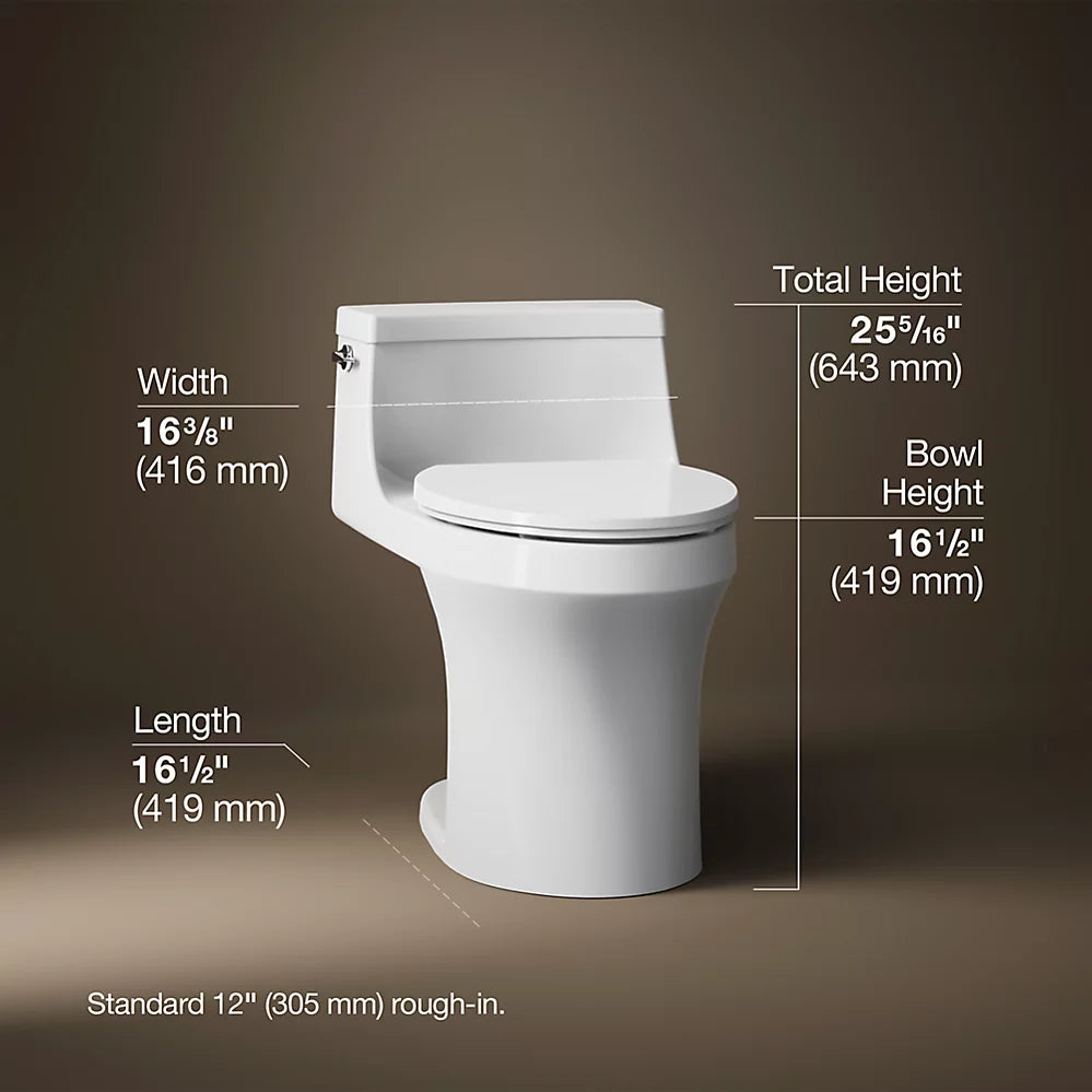 San Souci® One-piece compact elongated toilet with concealed trapway, 1.28 gpf
