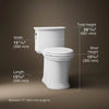 Harken® One-piece compact elongated toilet with skirted trapway, 1.28 gpf
