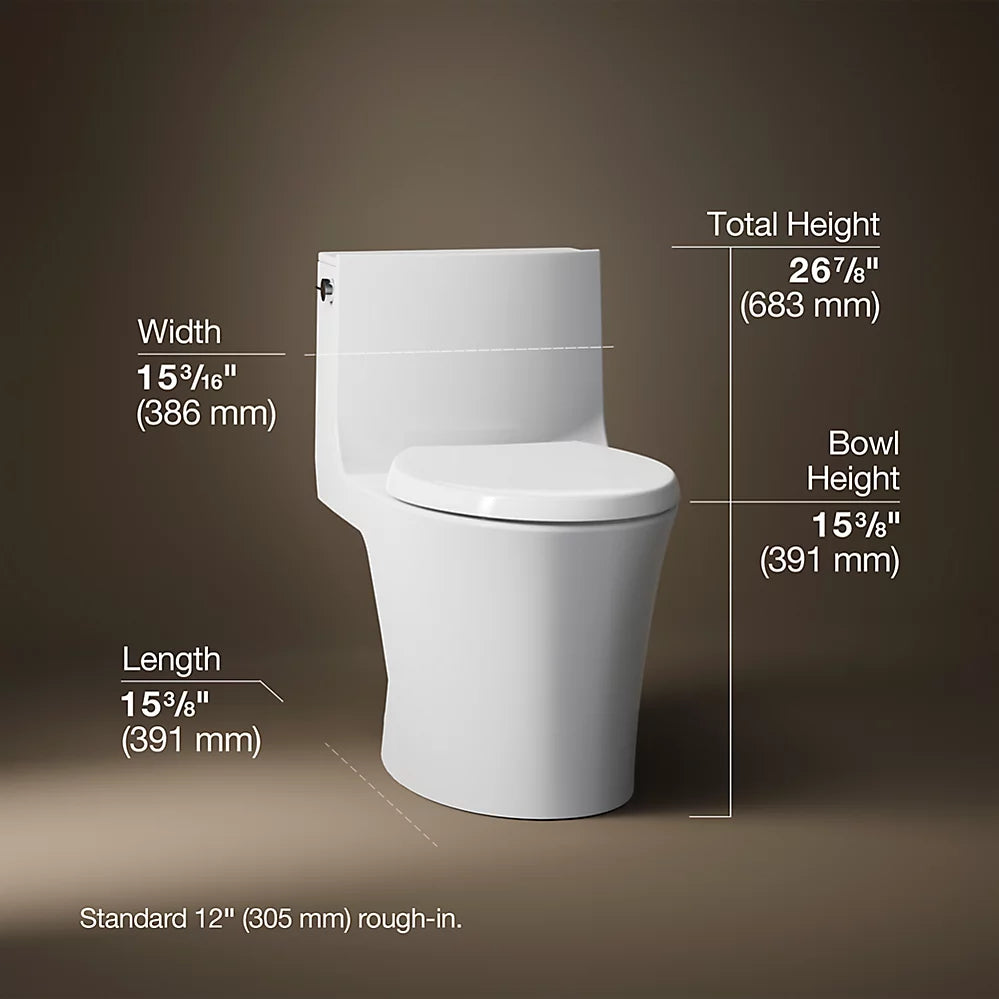 Veil® One-piece elongated toilet with skirted trapway, dual-flush