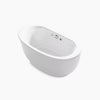 Sunstruck® 60" x 34" freestanding bath with Bask® heated surface and straight shroud