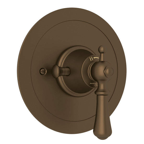 Perrin & Rowe Georgian Era Round Thermostatic Trim Plate Without Volume Control - With Metal Lever Handle.5785LS