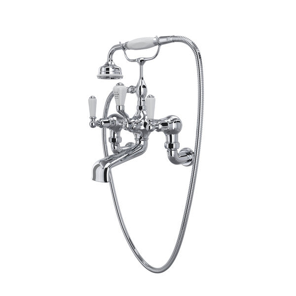 Perrin & Rowe Edwardian Exposed Wall Mount Tub Filler With Handshower - With Metal Lever Handle.3510L/1