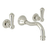 Perrin & Rowe Georgian Era Wall Mount Widespread Bathroom Faucet - Polished Chrome With Metal Lever Handle.3793LS-APC/TO