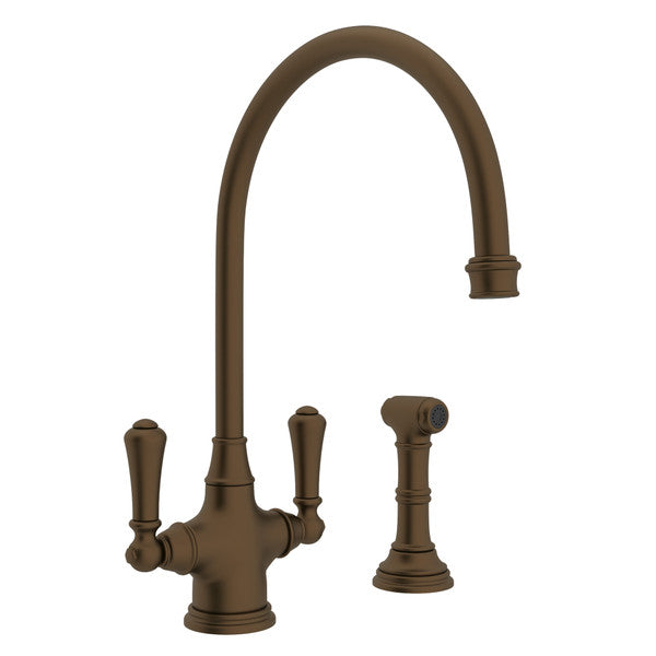 Perrin & Rowe Georgian Era Single Hole Kitchen Faucet With Sidespray - With Metal Lever Handle.4710APC