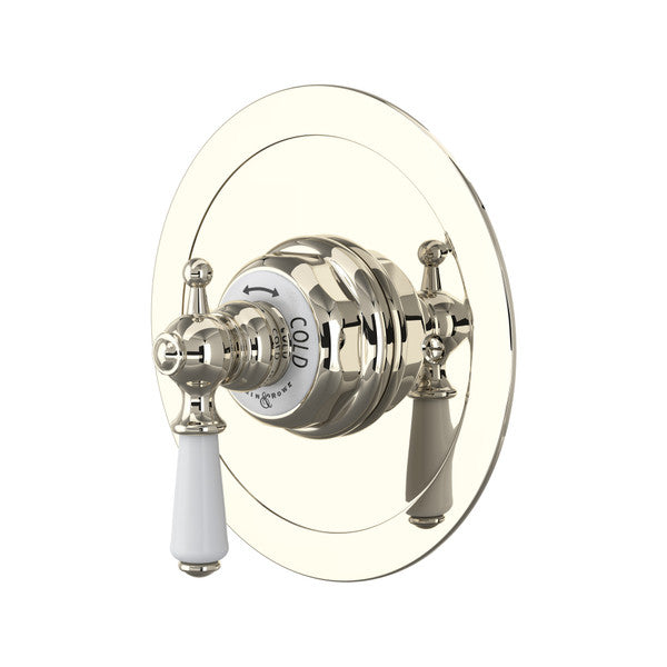Perrin & Rowe Edwardian Era Round Thermostatic Trim Plate Without Volume Control - With Metal Lever Handle.5565L
