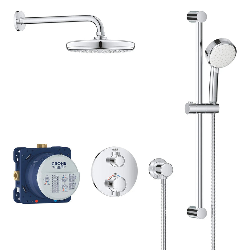 GROHE Grohtherm Round thermostatic shower kit in chrome
