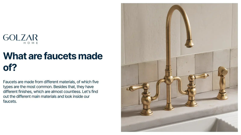Brass bathroom faucet with dual handles and curved spout installed on a sink