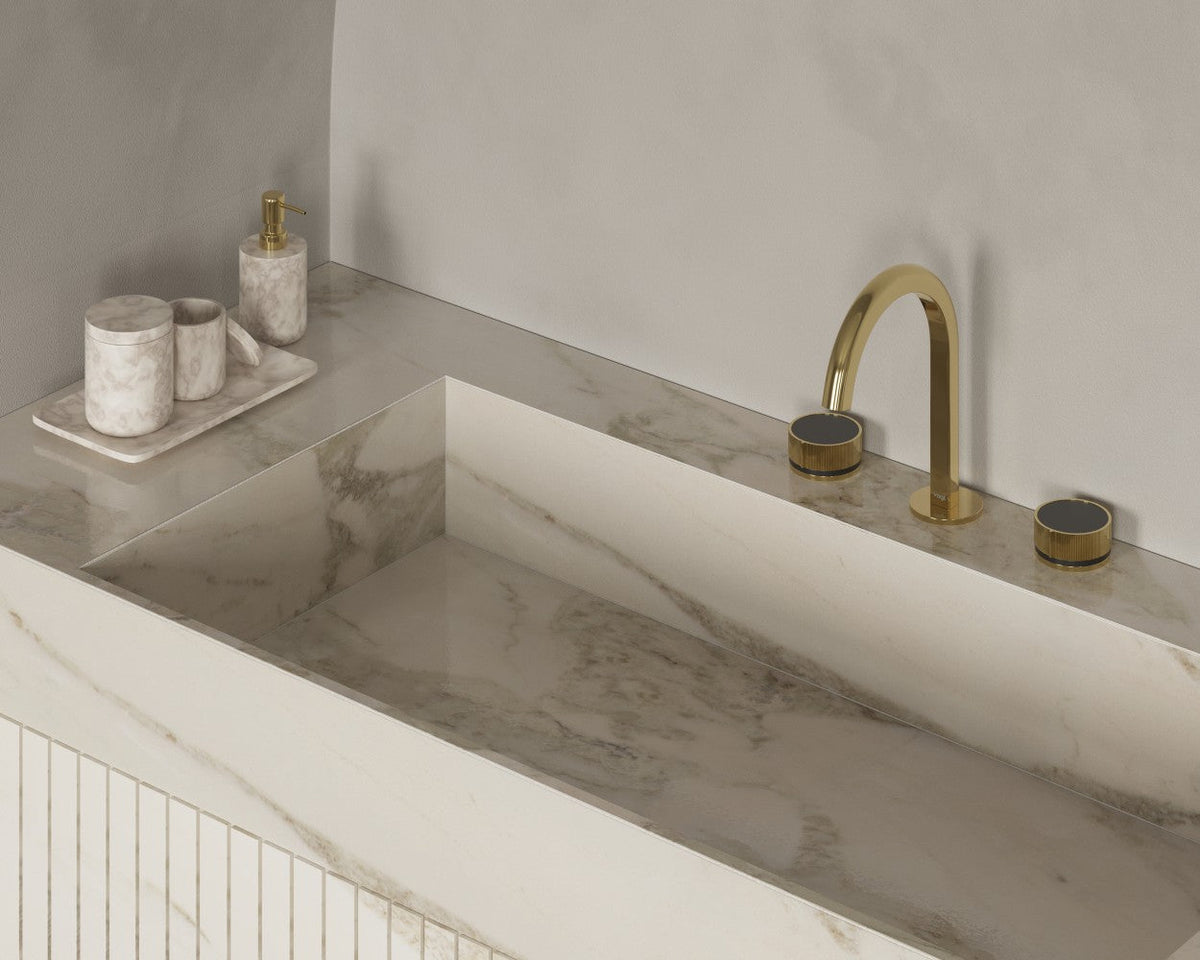 Vogt Brushed Gold Widespread faucet