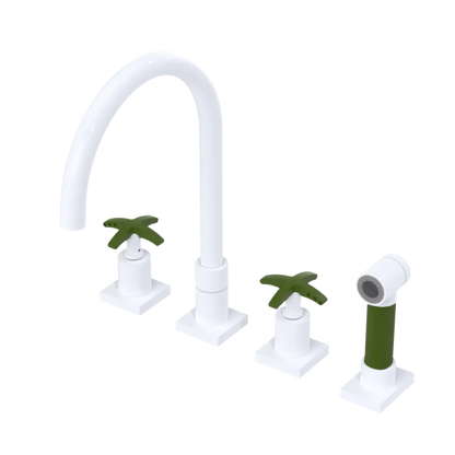 Rubinet Widespread Kitchen Set with Hand Spray White