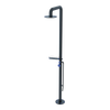 Rubinet Pressure Balance Outdoor Shower with Foot Rinse & 10" Shower Head (with shelf) - 304 Stainless Steel Matt Black