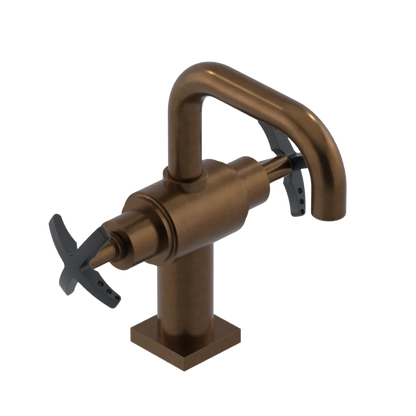 Rubinet Single Hole Dual Handle Lav. Set. with Genesis spout (less drain) Tuscan Brass