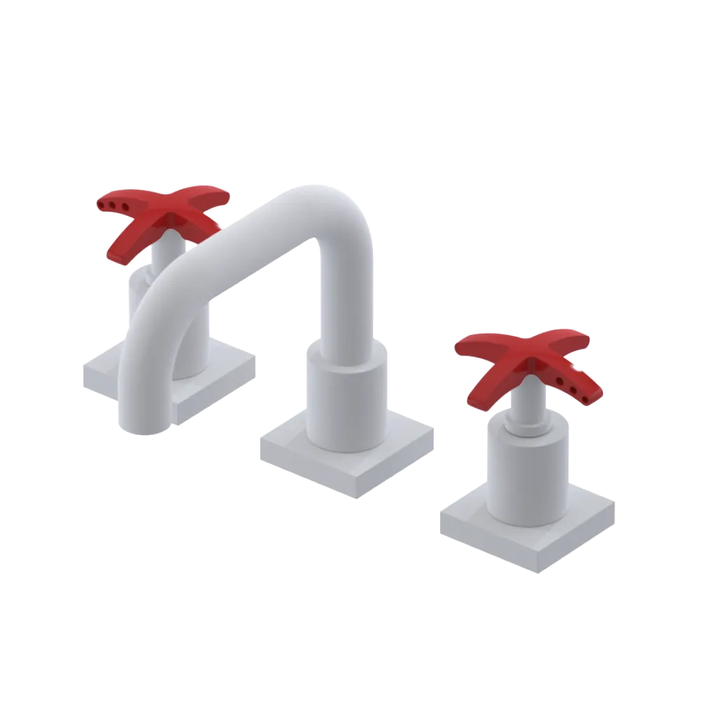 Rubinet Widespread Lav. Set. with Genesis spout (less drain) Matt White