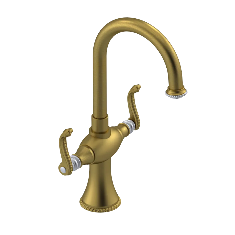 Rubinet Single Hole Dual Handle Lav. Set. (less drain) Antique Brass Matt