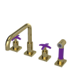 Rubinet Widespread Kitchen Set with Genesis Spout with Hand Spray Natural Brass