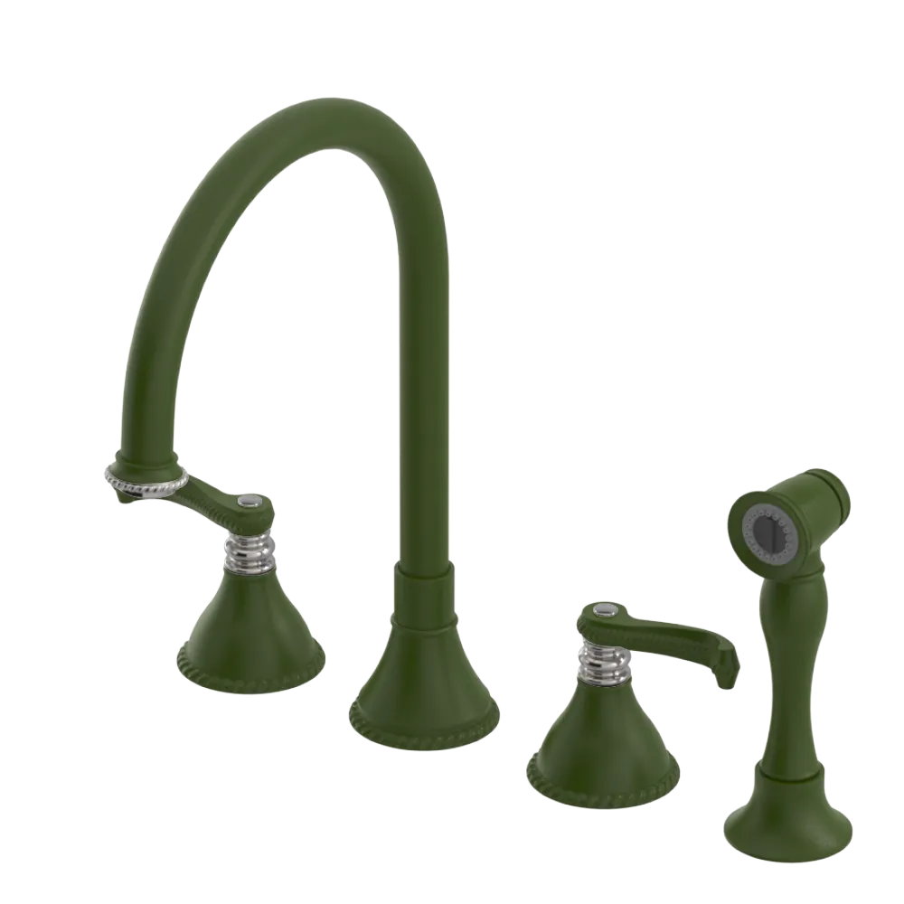 Rubinet Widespread Kitchen Set with Hand Spray Green Envy