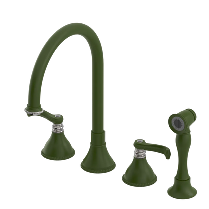 Rubinet Widespread Kitchen Set with Hand Spray Green Envy