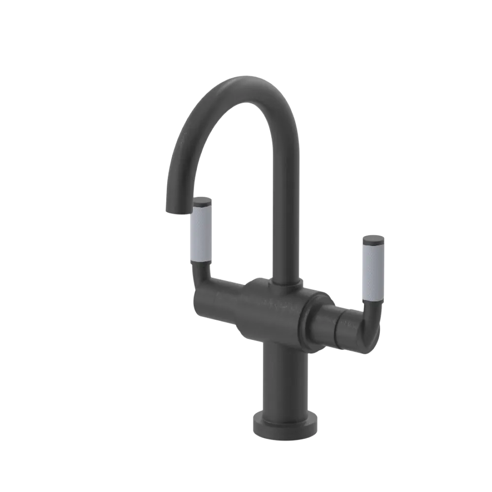 Rubinet Single Hole Dual Handle Lav. Set. (less drain) Matt Black