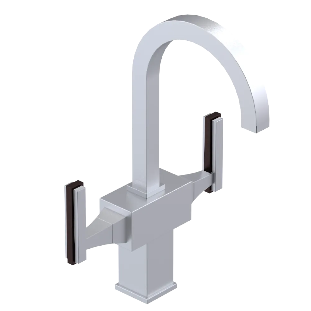 Rubinet Single Hole Dual Handle Lav. Set. (less drain) Satin Chrome