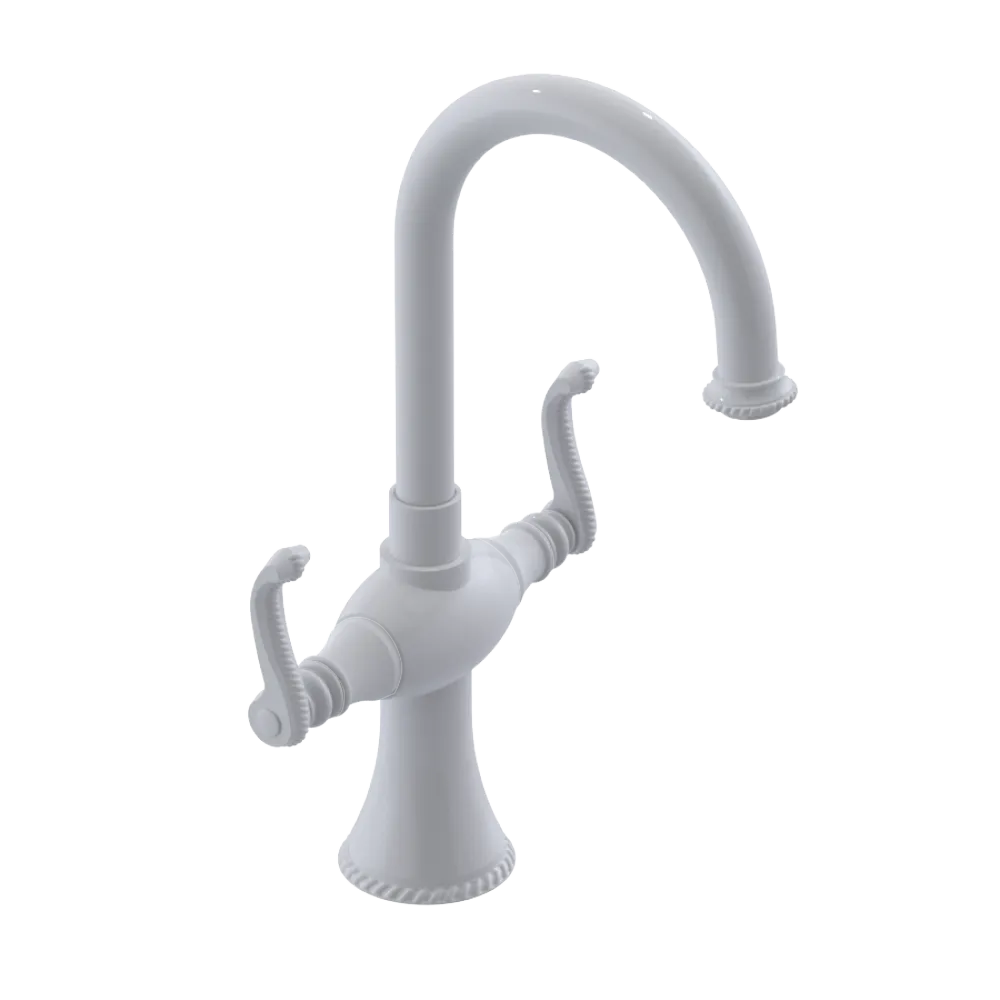 Rubinet Single Hole Dual Handle Lav. Set. (less drain) White