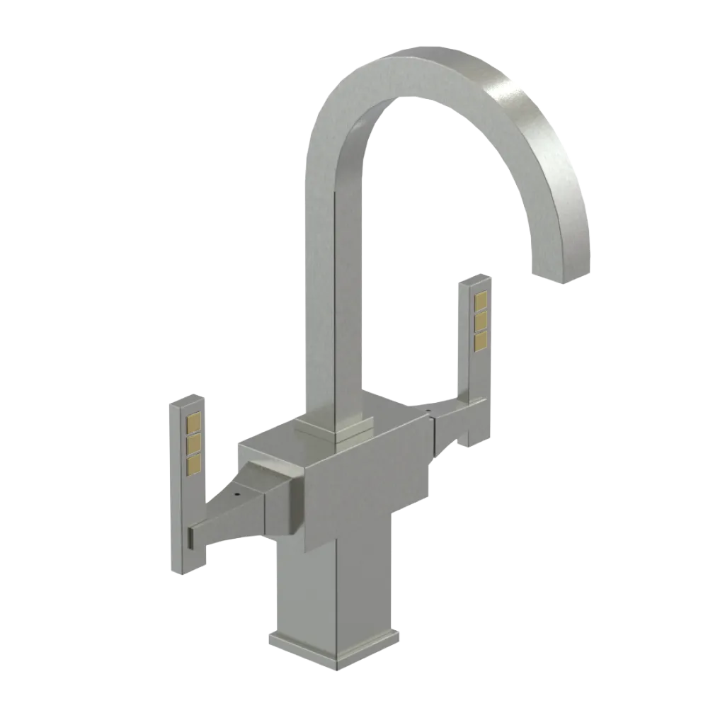 Rubinet Single Hole Dual Handle Lav. Set. (less drain) Satin Nickel